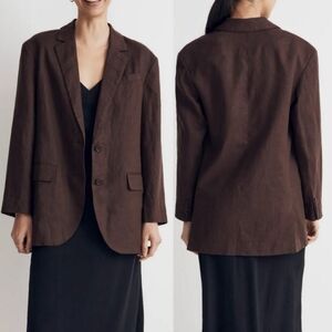 Madewell The Oversized Linen Blazer Size Medium Brown Relaxed Minimalist